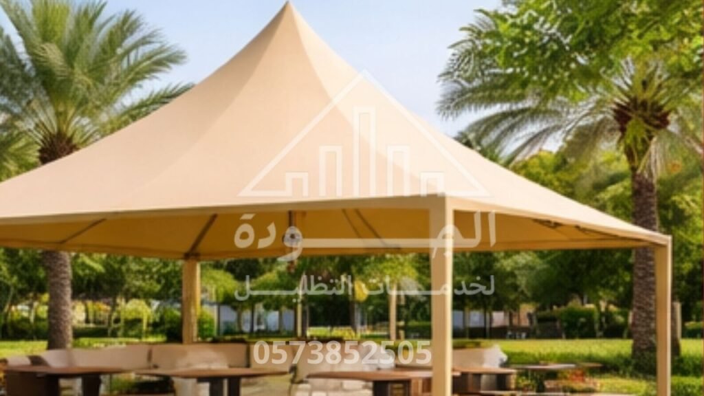 تركيب مظلات هرمية للسيارات قماش بي في سي كوري في الرياض - مؤسسة الجودة